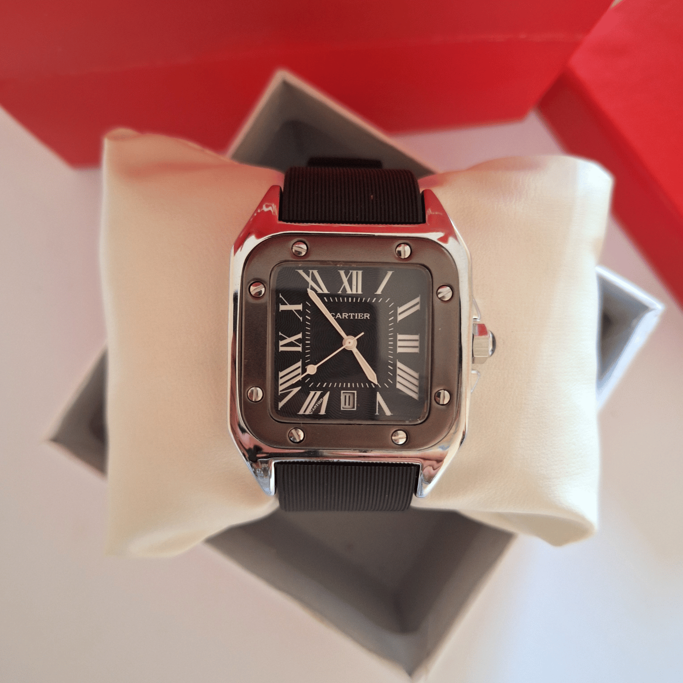 Cartier Santos Black Rubber Strap2