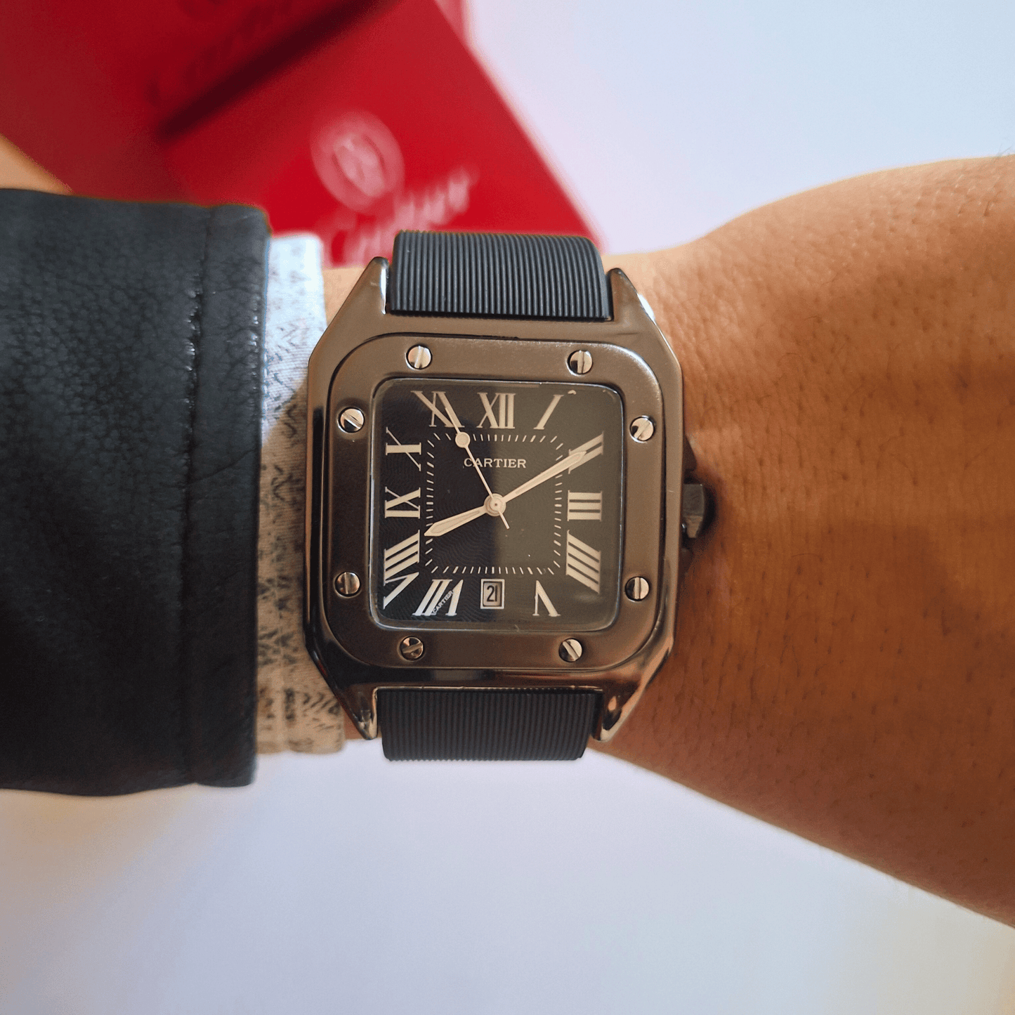 Cartier Santos Black Rubber Strap2