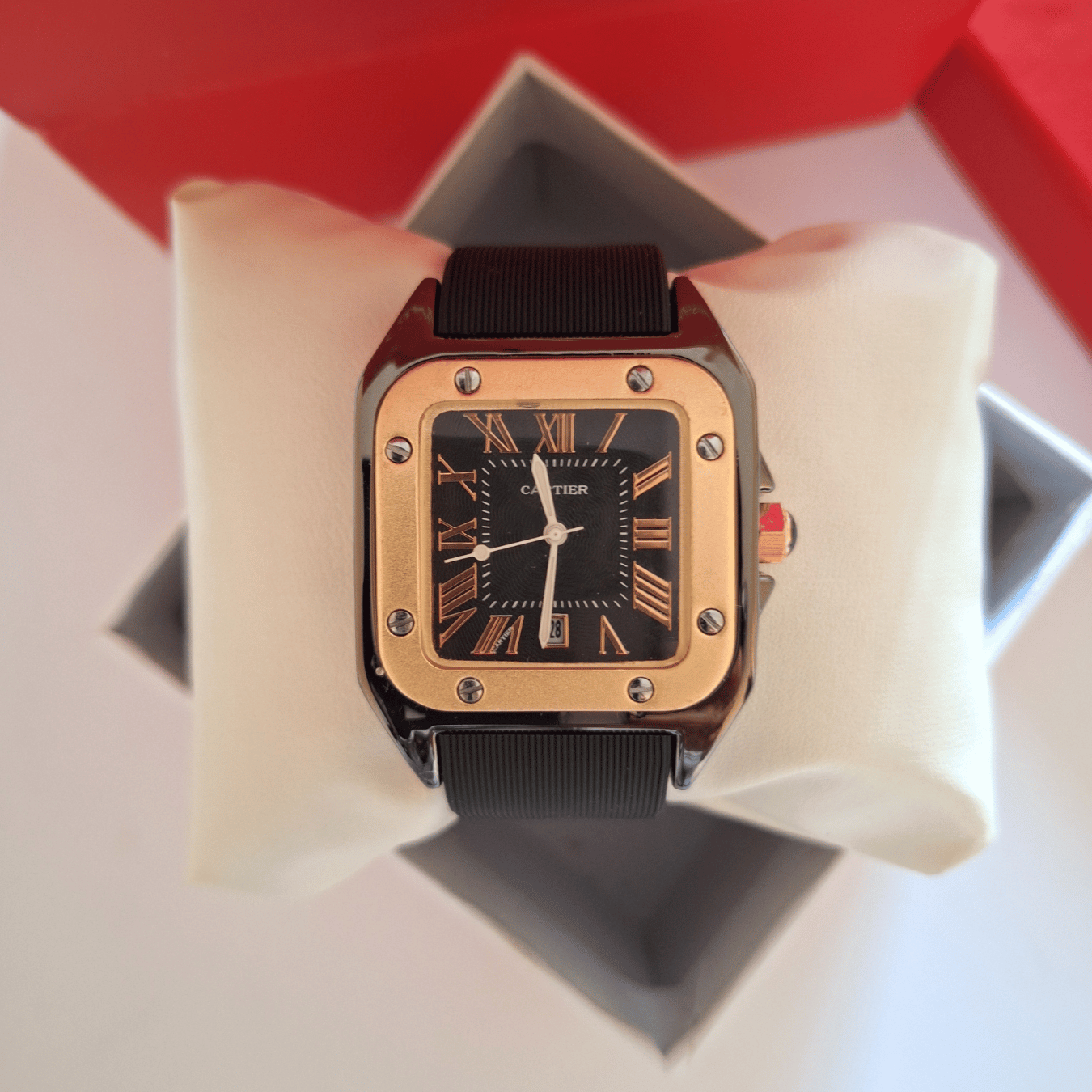 Cartier Santos Black Rubber Strap2
