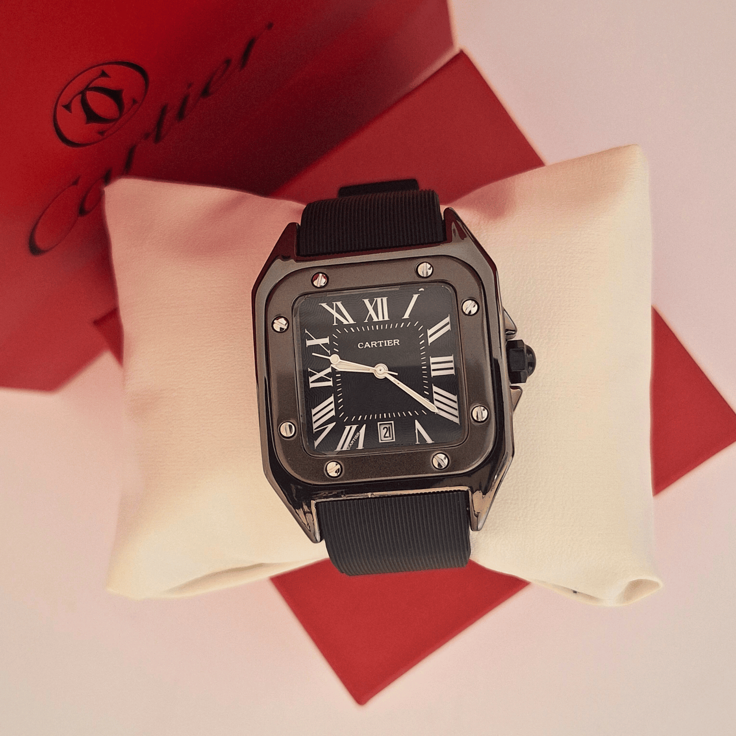 Cartier Santos Black Rubber Strap