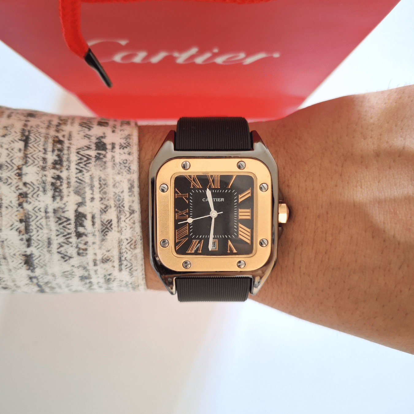 Cartier Santos Black Rubber Strap2