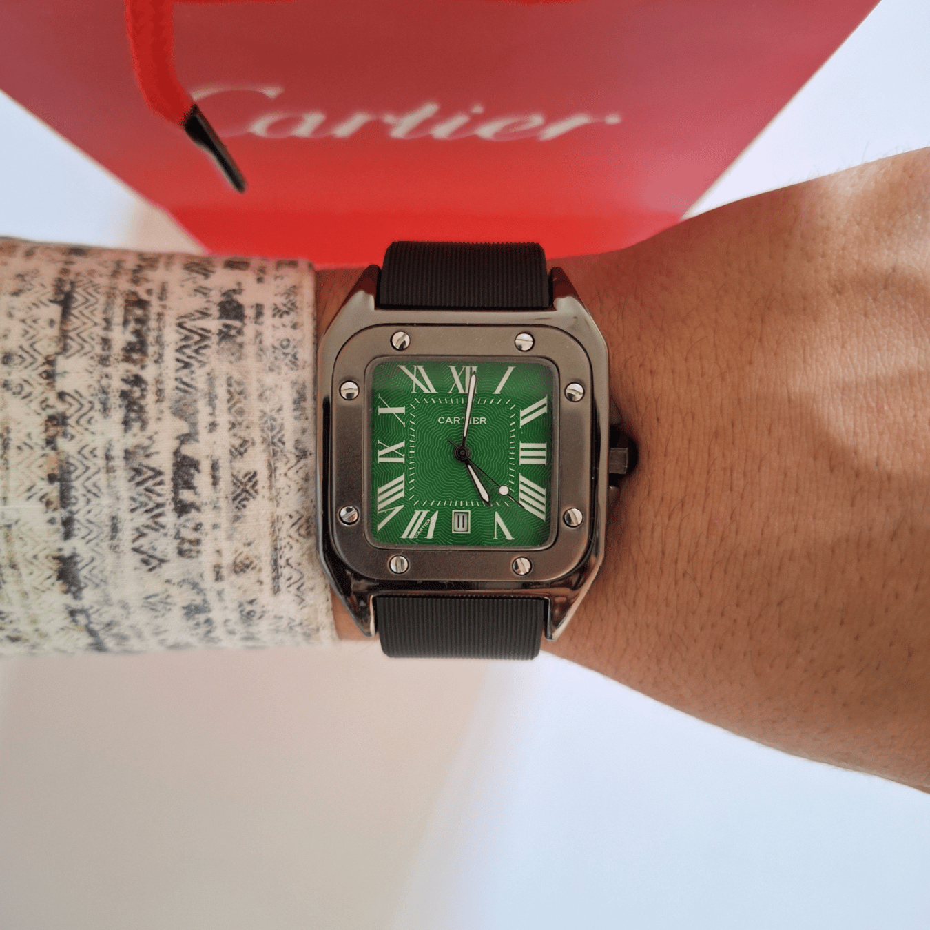 Cartier Santos Black Rubber Strap