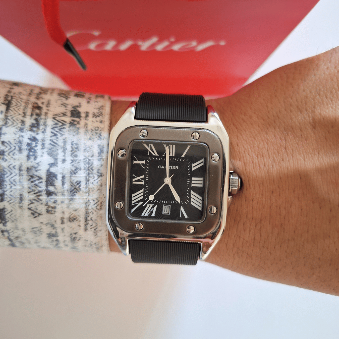 Cartier Santos Black Rubber Strap2