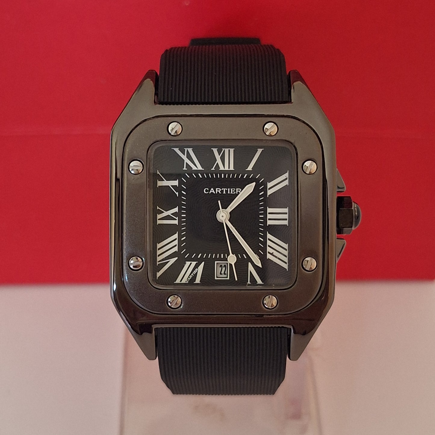 Cartier Santos Black Rubber Strap2