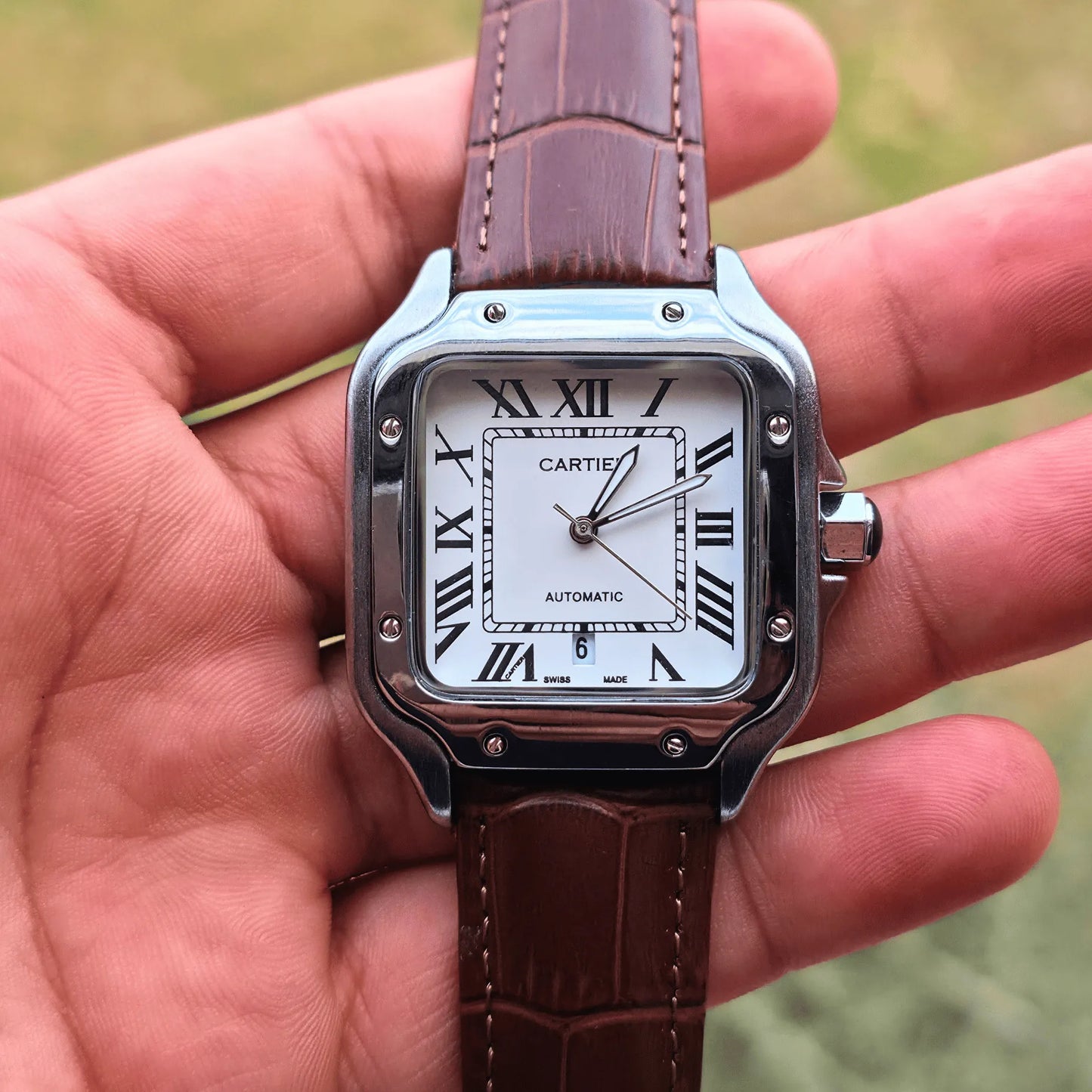 Man Cartier leather watch White - Brown