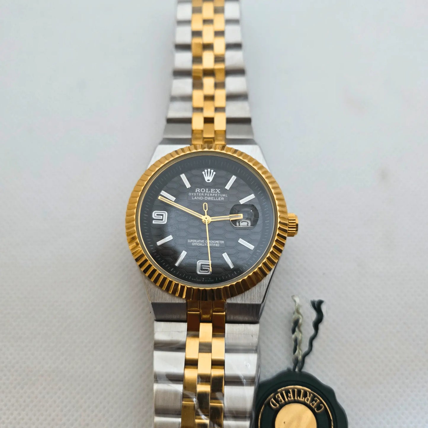 Rolex Land- Man Black - Gold Silver