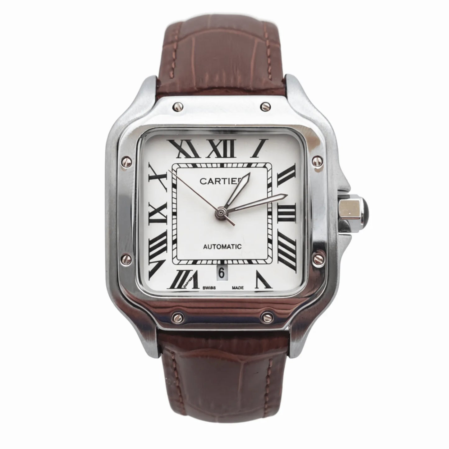 Man Cartier leather watch White - Brown