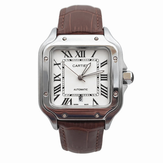 Man Cartier leather watch White - Brown