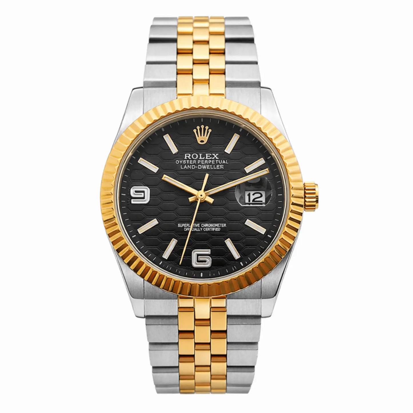 Rolex Land- Man Black - Gold Silver