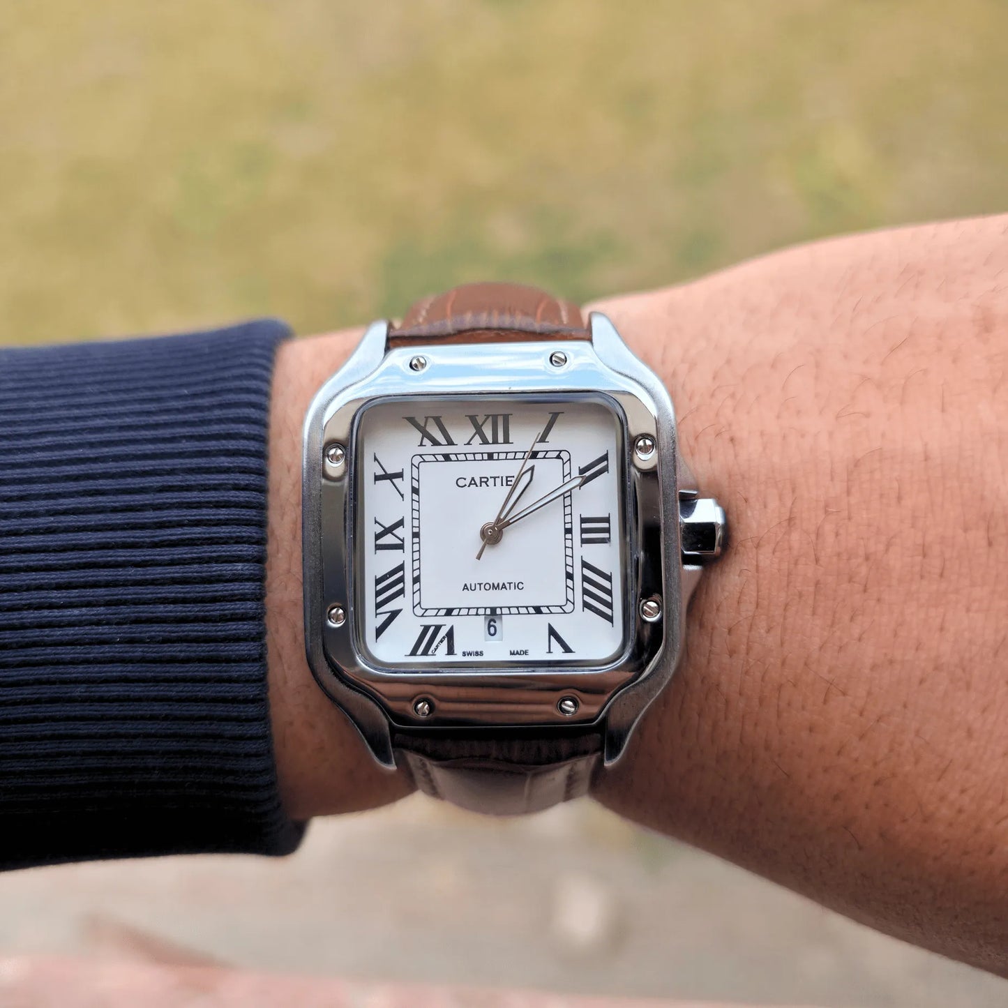 Man Cartier leather watch White - Brown