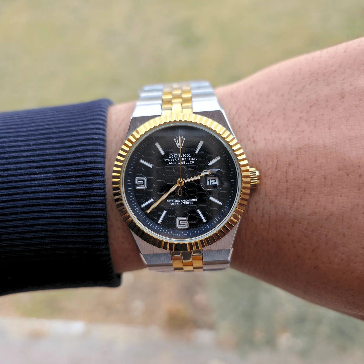 Rolex Land- Man Black - Gold Silver