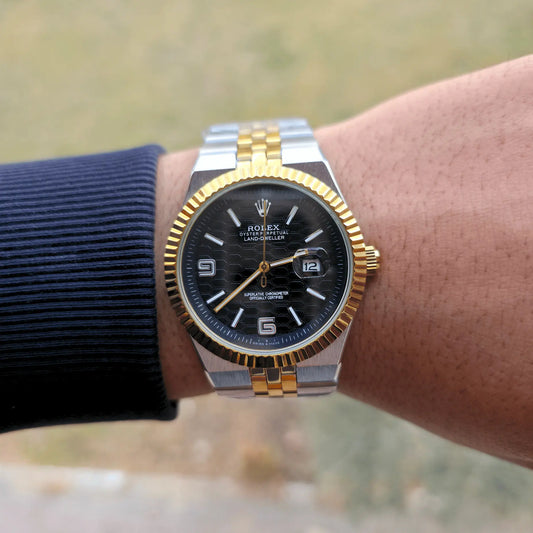Rolex Land- Man Black - Gold Silver