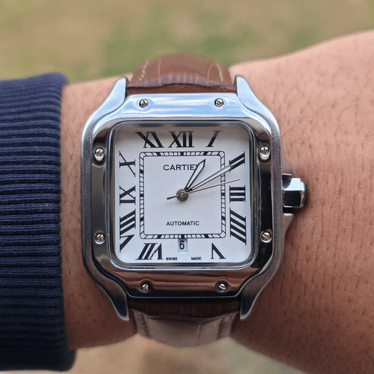 Man Cartier leather watch White - Brown