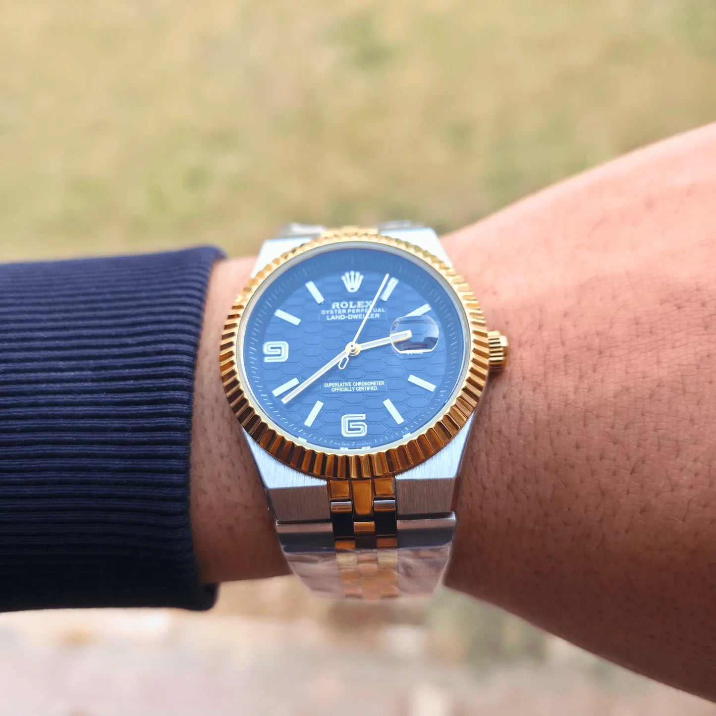 Rolex Land- Man Black - Gold Silver