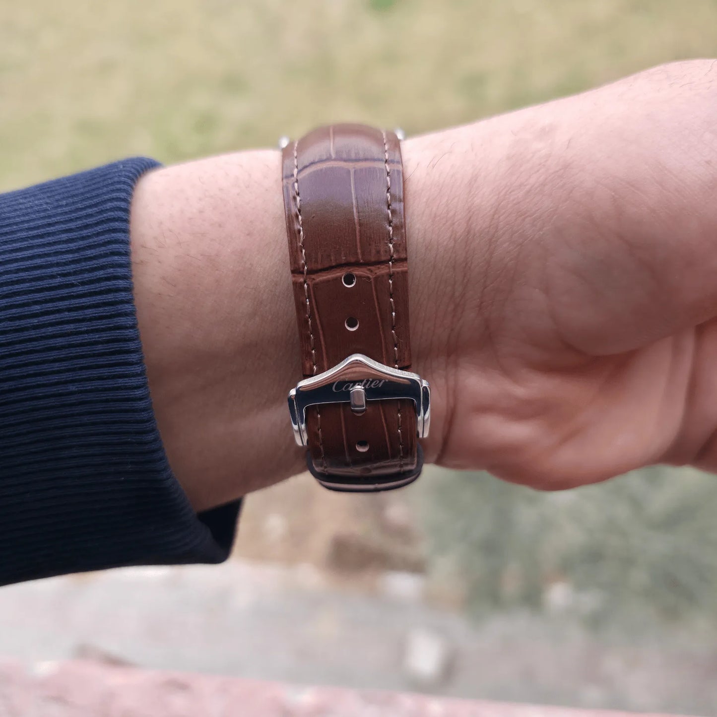 Man Cartier leather watch White - Brown