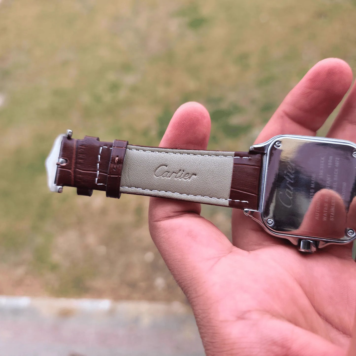 Man Cartier leather watch White - Brown