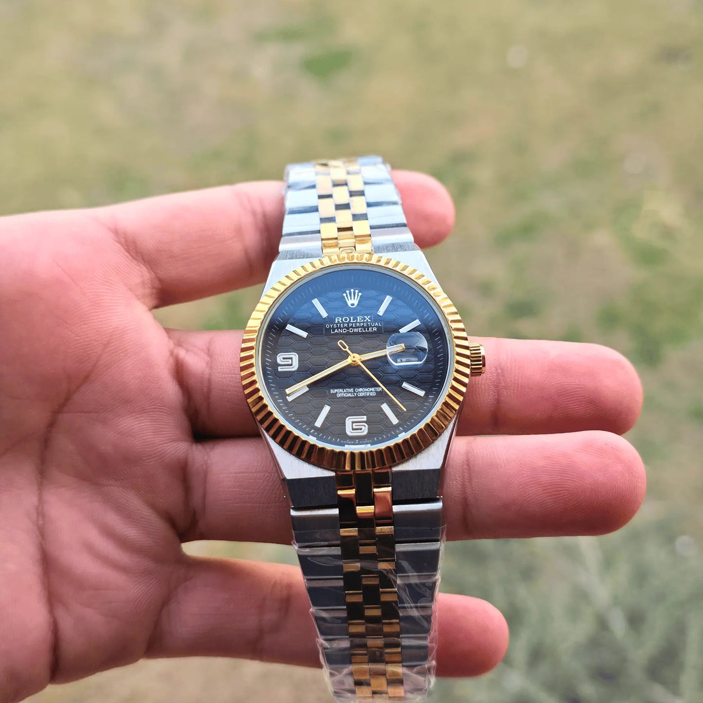 Rolex Land- Man Black - Gold Silver